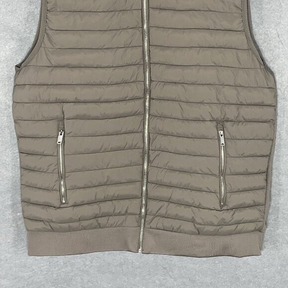 Tahari Puffer Vest Women 2XL Mushroom Tan‎ Zip Up Sleeveless Mock Neck Outdoors - Picture 5 of 13
